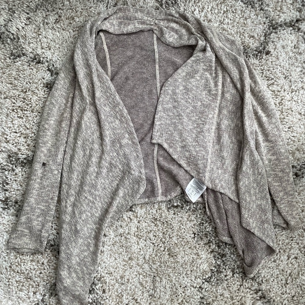 GUESS Women’s Waterfall Knit Tan Beige Long Sleeve Open Front Sweater XS